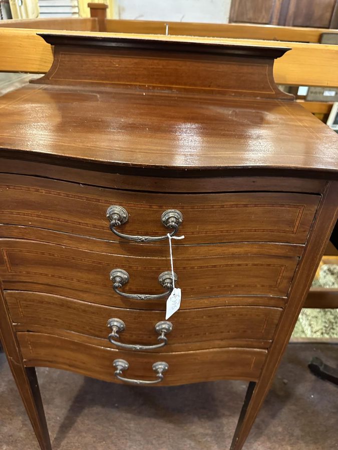 Antique Serpentine Shaped Mahogany Inlaid Music Cabinet.