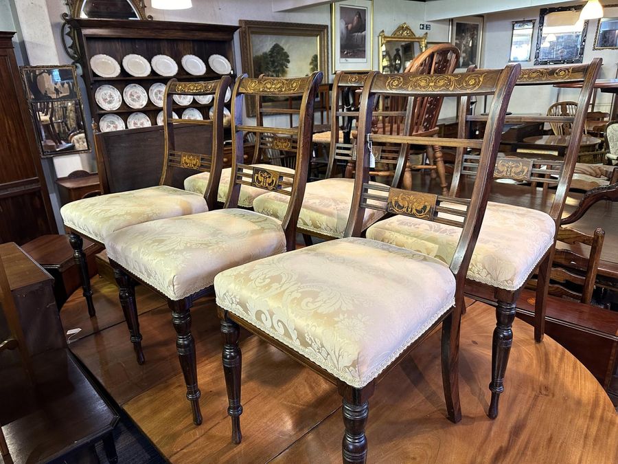 Antique Set 6 Rosewood Chairs Victorian