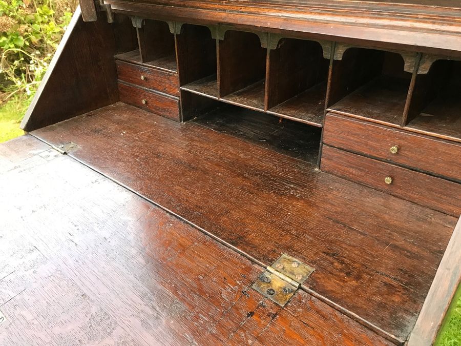 Antique Small Georgian Oak Bureau Bookcase