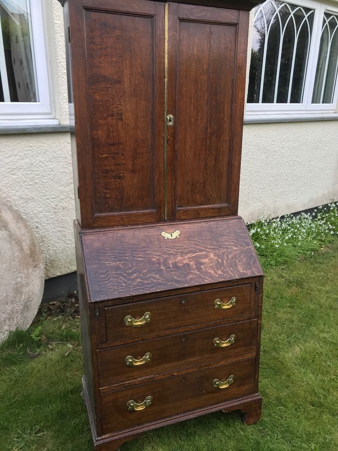 Antique Small Georgian Oak Bureau Bookcase