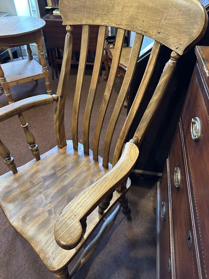 Antique Substantial Victorian Slat Back Coopers Armchair