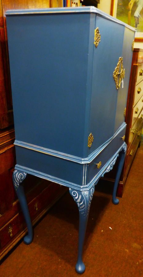 Antique Superb Vintage Blue Painted Cocktail Cabinet - Mid Century