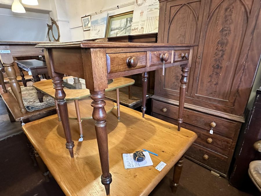 Antique Three Drawer Desk / Side Table in Mahogany