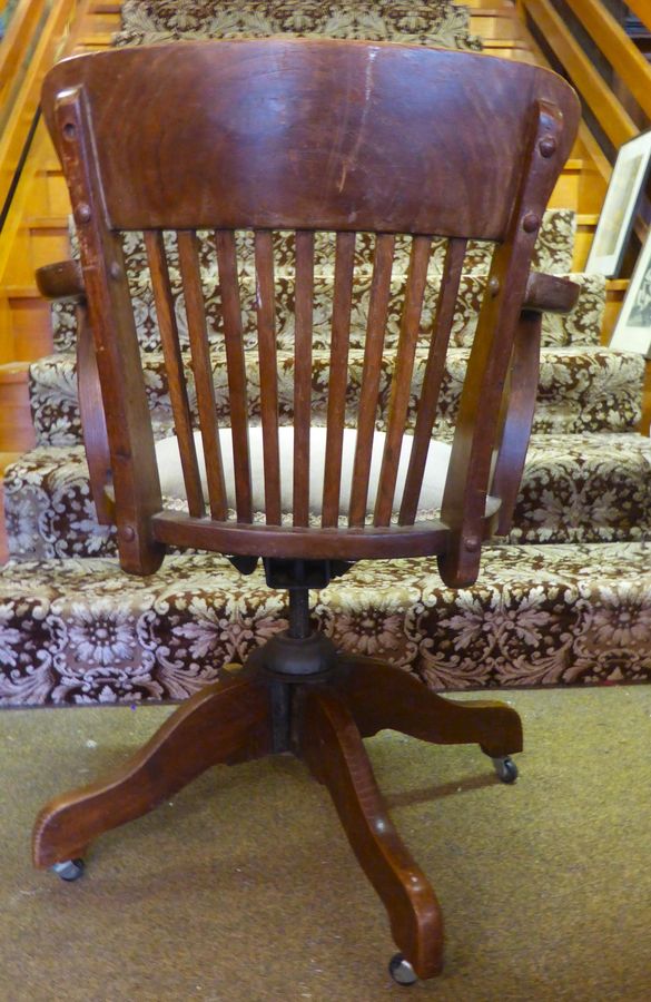 Antique Timeless Early 20th Century Oak Swivel Desk Chair