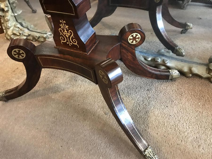 Antique Top Quality Regency Rosewood Brass Inlaid Card Table