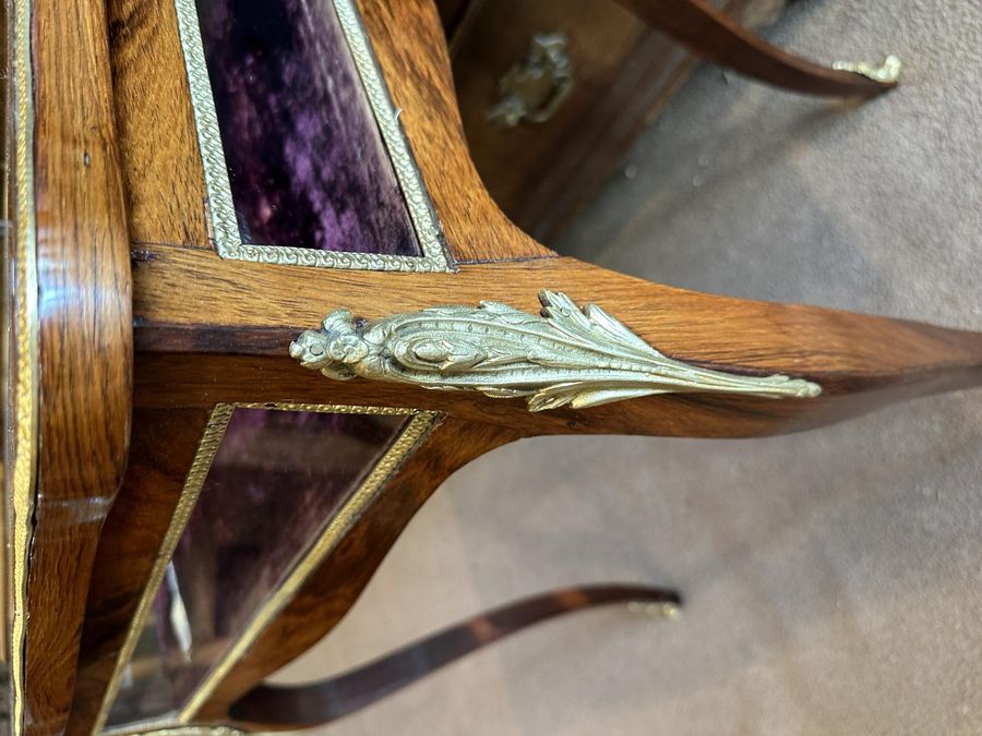 Antique Top Quality Rosewood Inlaid Display Case.