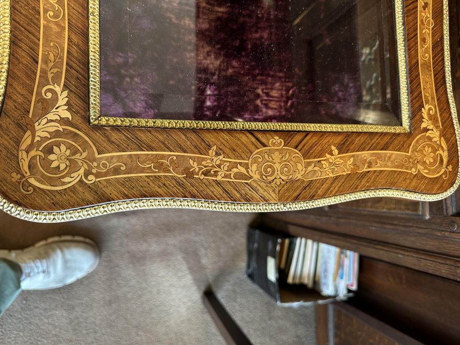 Antique Top Quality Rosewood Inlaid Display Case.