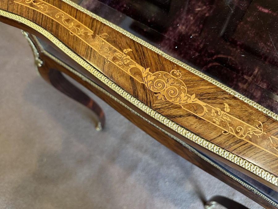 Antique Top Quality Rosewood Inlaid Display Case.