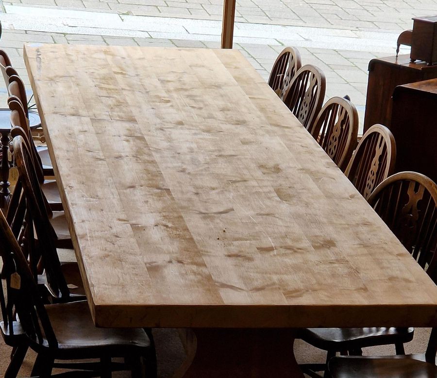 Antique Traditional Large Pine Refectory Table - Early 20th Century