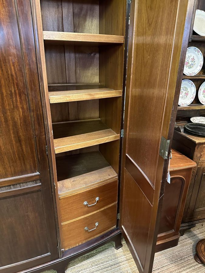 Antique Triple Bow Wardrobe in Mahogany