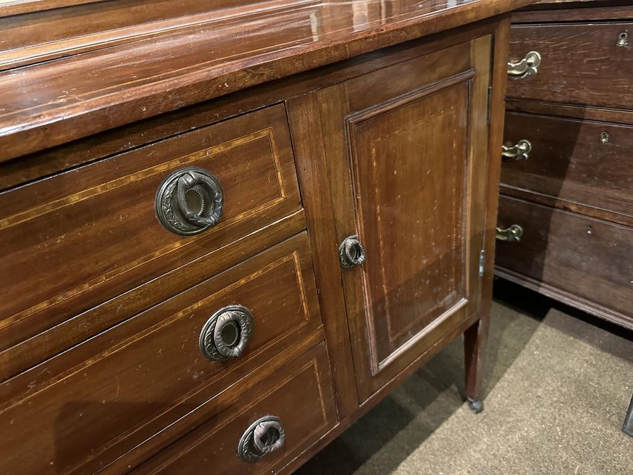 Antique Unusual Edwardian Inlaid 3 Drawer Chest with Cupboard