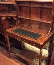 Unusual Inlaid Edwardian Mahogany Desk