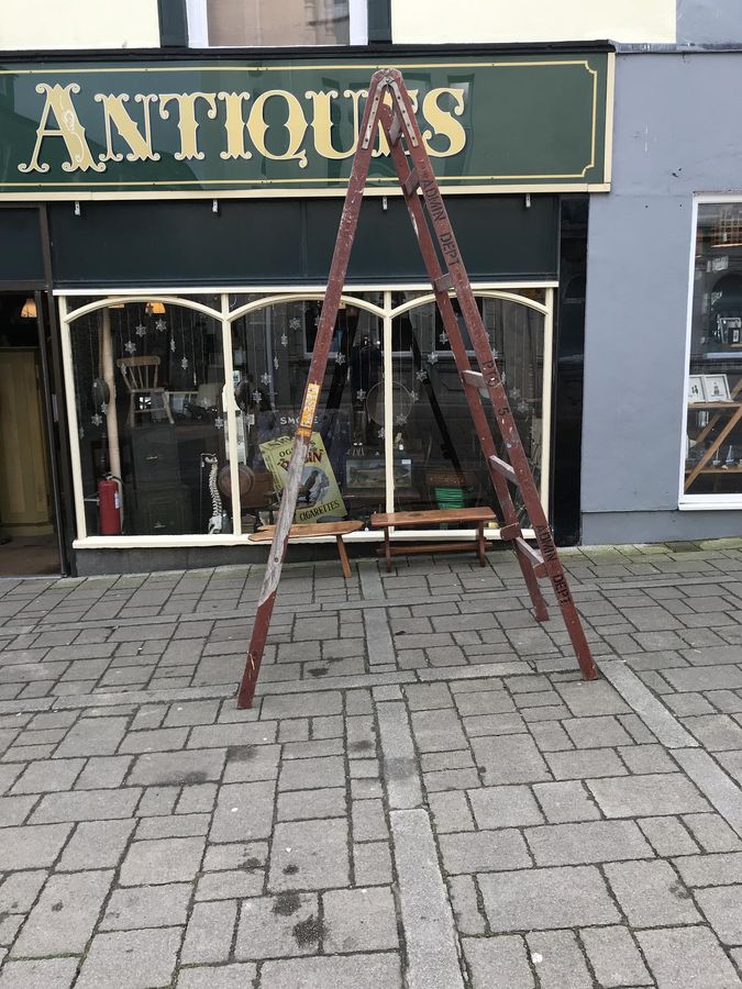 Antique Unusual Pair of Very Large Decorators Ladders