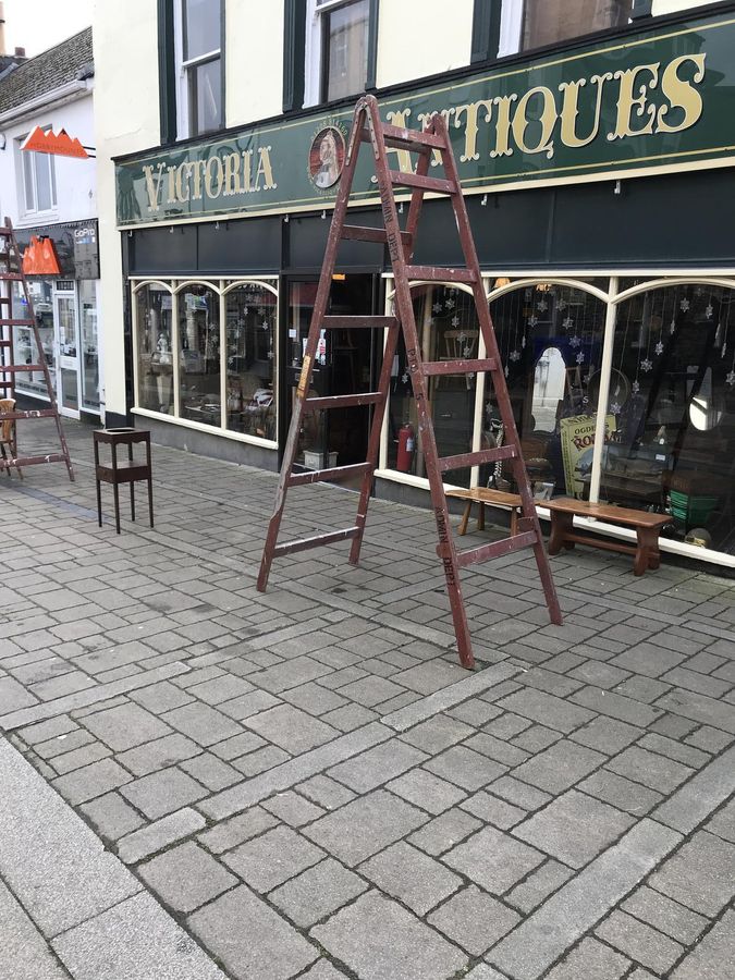 Antique Unusual Pair of Very Large Decorators Ladders