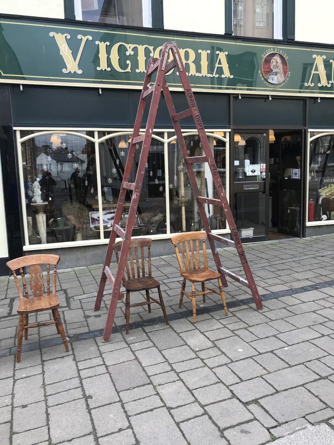 Antique Unusual Pair of Very Large Decorators Ladders