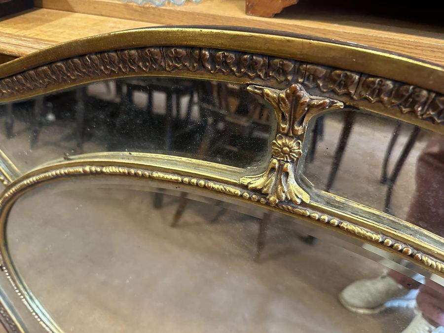 Antique Unusual Shaped Mirror Gilt with Oval Margin