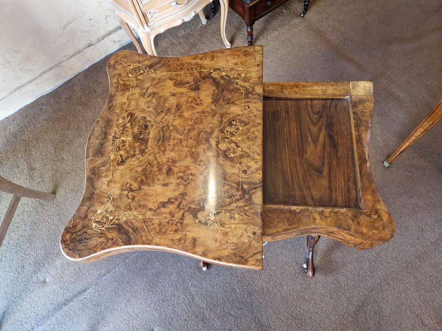 Antique Walnut and Burr Walnut Inlaid Games Table