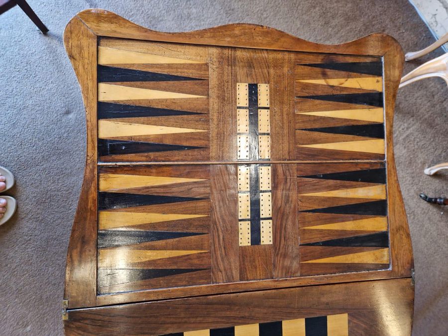 Antique Walnut and Burr Walnut Inlaid Games Table