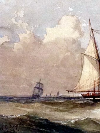 Antique WILLIAM CALCOTT KNELL MARITIME WATERCOLOUR SIGNED & DATED 1851