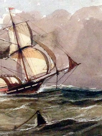 Antique WILLIAM CALCOTT KNELL MARITIME WATERCOLOUR SIGNED & DATED 1851