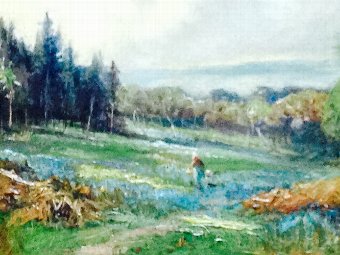 Antique VICTORIAN ANTIQUE WOODLAND LANDSCAPE OIL PAINTING SIGNED HENRY HADFIELD CUBLEY 1858-1934