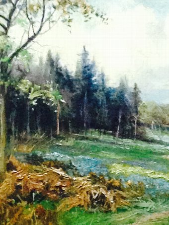 Antique VICTORIAN ANTIQUE WOODLAND LANDSCAPE OIL PAINTING SIGNED HENRY HADFIELD CUBLEY 1858-1934