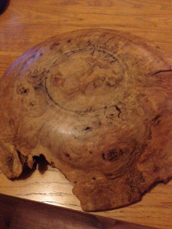 Antique Hand turned Walnut burl wood fruit bowl