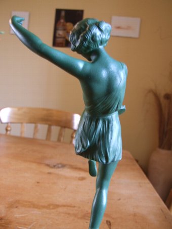 Antique French Art Deco Tambourine Dancer, Signed Fayral.
