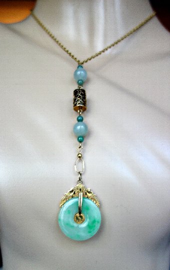Art Deco Jade 14k Gold Necklace