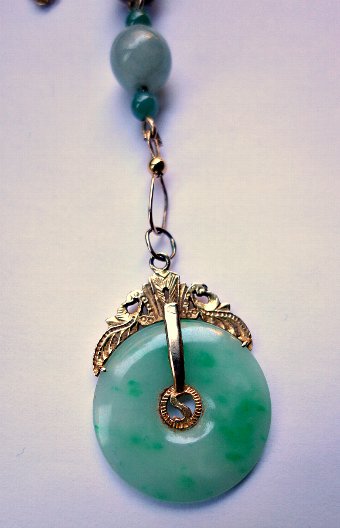 Antique Art Deco Jade 14k Gold Necklace