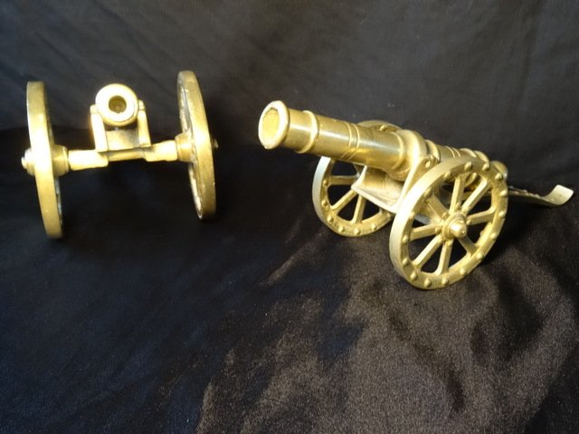 Antique 2 Fine Small Victorian Brass Cannons Desktop Ornaments ...