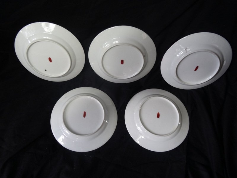 Antique Pretty Rare Set 5 Of Nagasaki Eagle Hand Painted Round