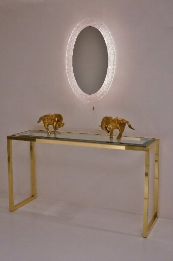 Antique Lucite oval illuminated wall mirror by Erco, 1970`s ca, German