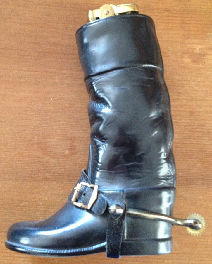 Vintage 1940's ceramic table lighter in the form of a leather riding / hunting boot