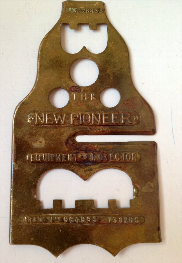 Antique The New Pioneer Equipment Protector - Rare & Unusual Brass