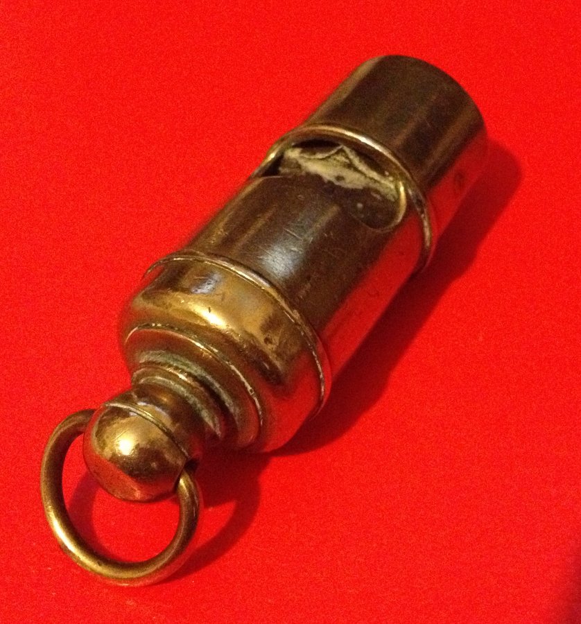 Vintage Round Brass Pig Nose Whistle - Samuel Auld Type