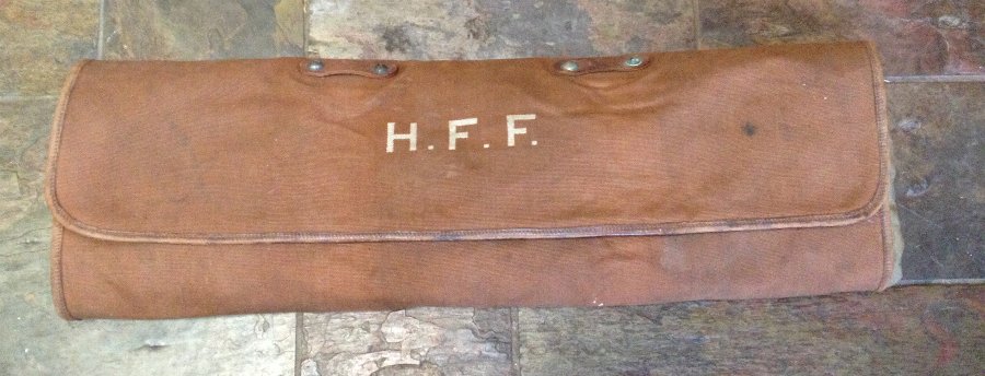 Vintage WWI British Army Officers Canvas and Leather Monogramed (H.F.F) Kit Bag