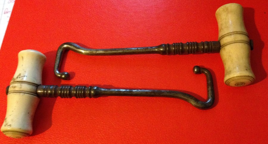 	 Lovely Pair of Antique Victorian Bone Handled Riding Boot Pulls. c1850-60.