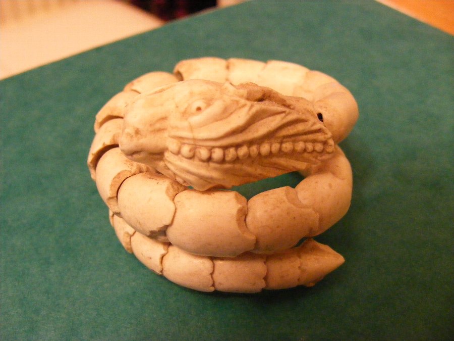 carved bone snake bracelet