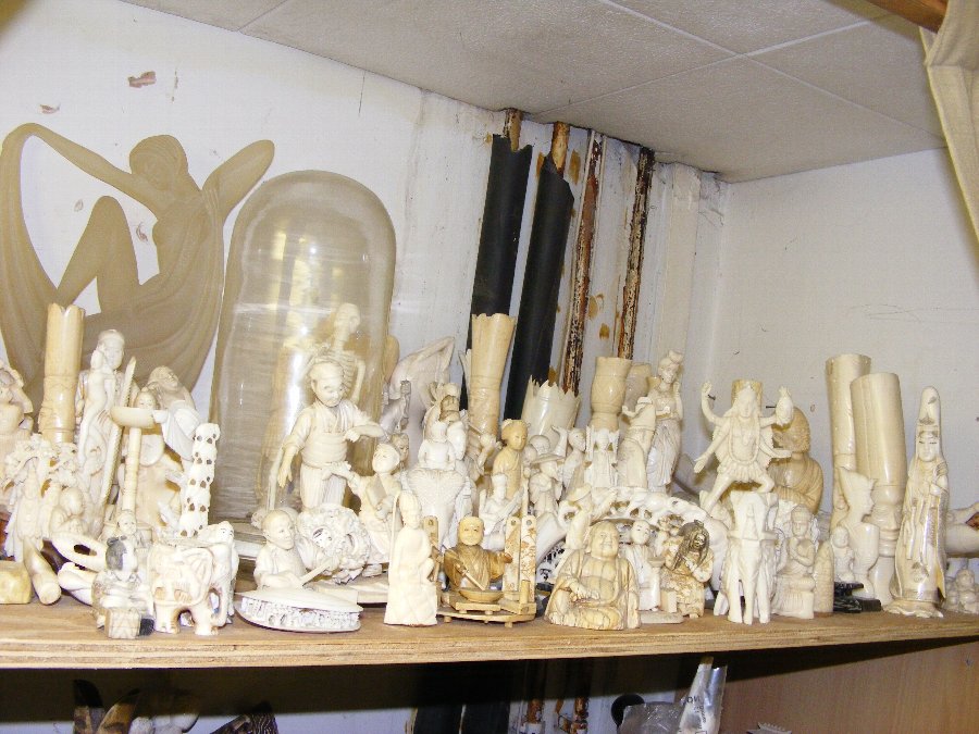 ivory okimono carved 40 pieces