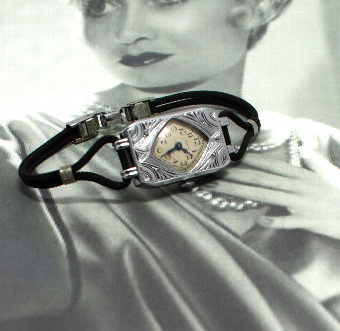 Antique 1930's Art Deco Geometric Ladies Watch By Elgin