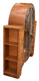 Antique 1930's Art Deco Walnut Display Cabinet