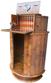 Antique 1930's Art Deco Walnut Cocktail Cabinet
