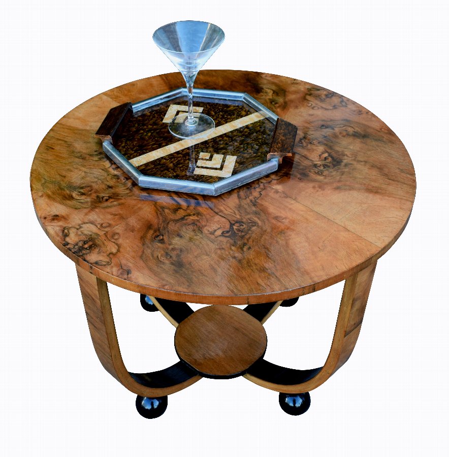 Art Deco Circular Walnut Occasional Table