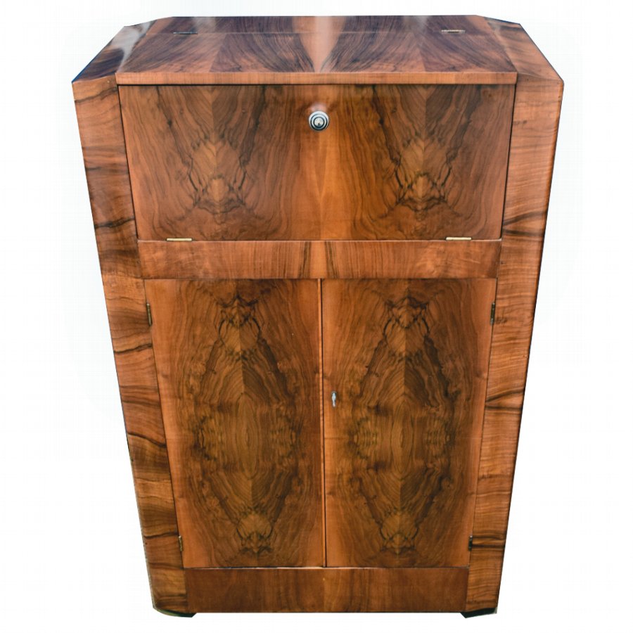 Art Deco Walnut Cocktail Cabinet, Circa 1930s