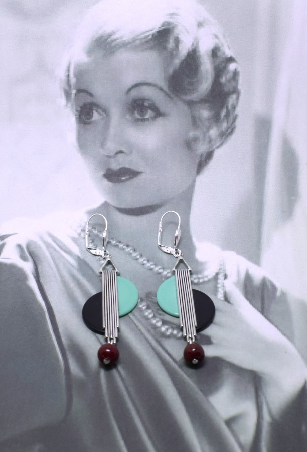 Art Deco Modernist Drop Earrings