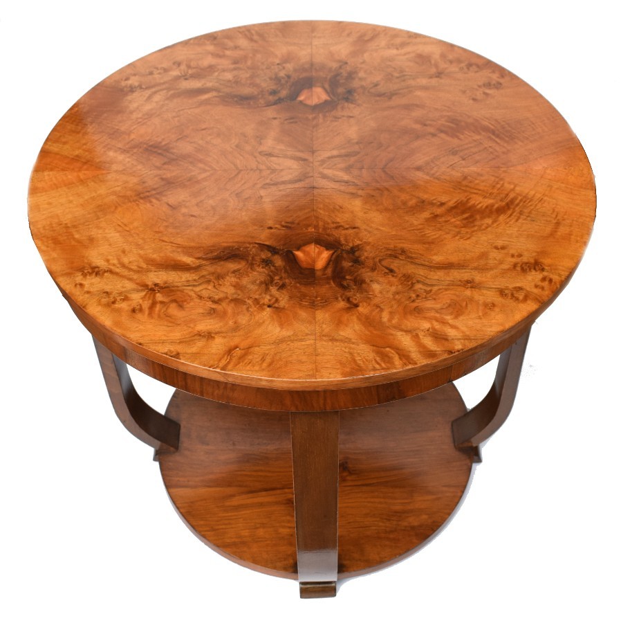 art deco walnut coffee table