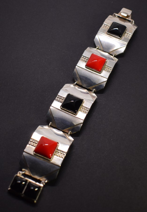 Art Deco Geometric Modernist Ladies Panel Bracelet, circa 1930s