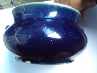 Antique Chinese Ji Blue Glaze Incense burner MING Centry