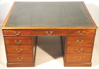 Large Antique Mahogany Partners Desk